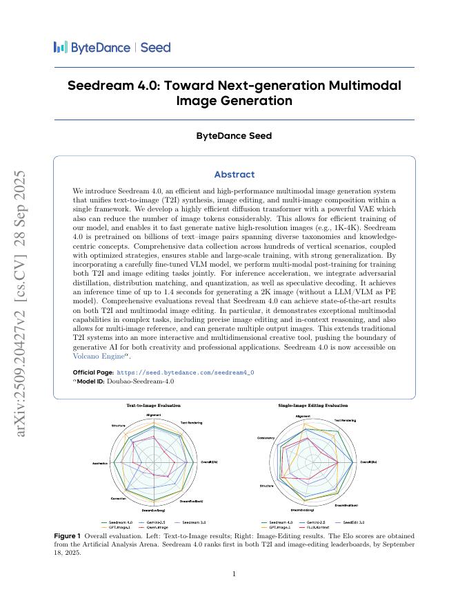 字节跳动:2025年Seedream4.0技术报告:迈向下一代多模态图像生成(英文版)