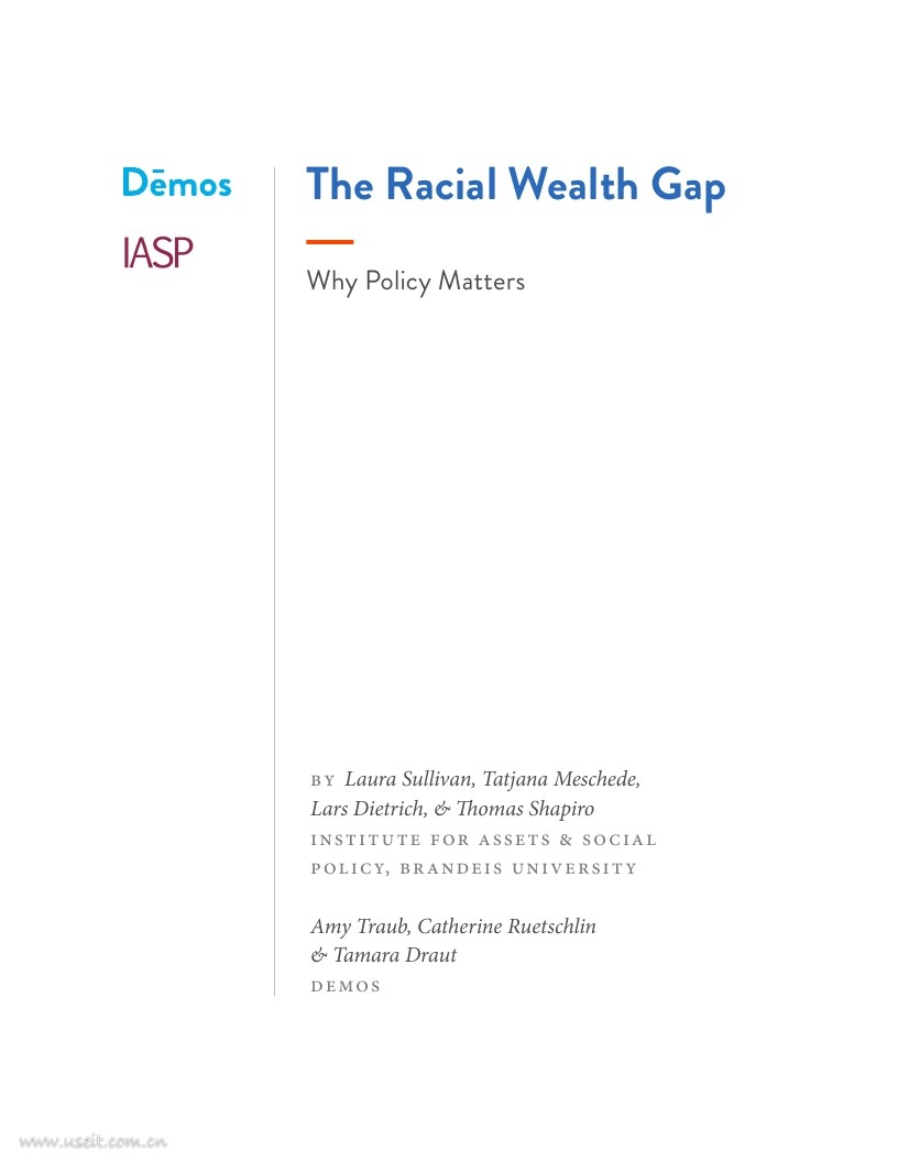 布兰迪斯大学&Demos：白人资产价值，了解种族贫富差距（英文版）