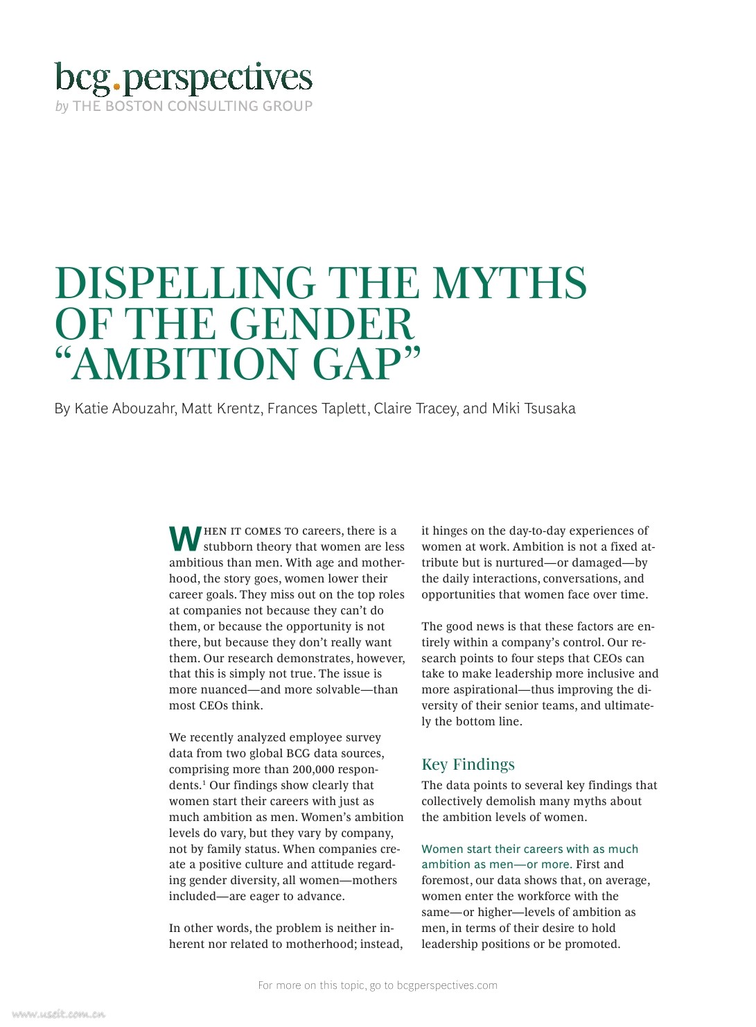 波士顿咨询：破除性别误区中的“志向差距”（英文版）