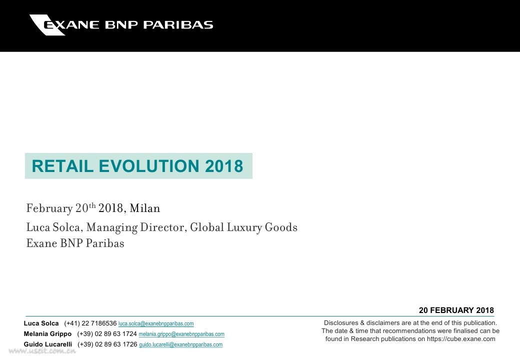 巴黎银行：2018年零售演变（英文版）