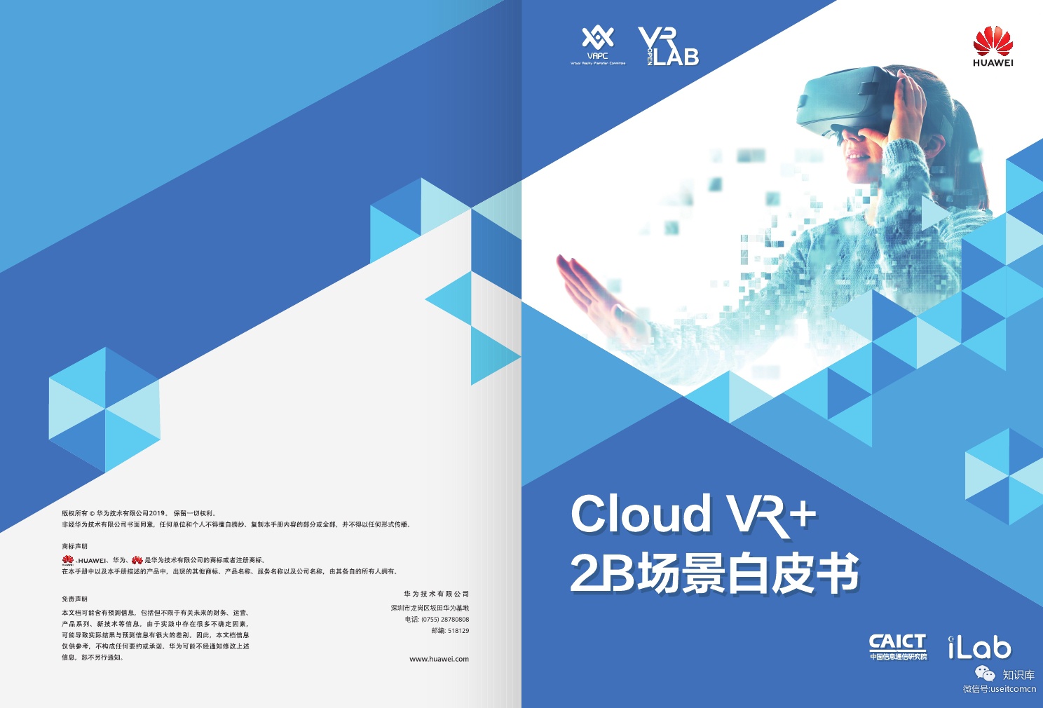 华为iLab:2019 Cloud VR+2B 场景白皮书